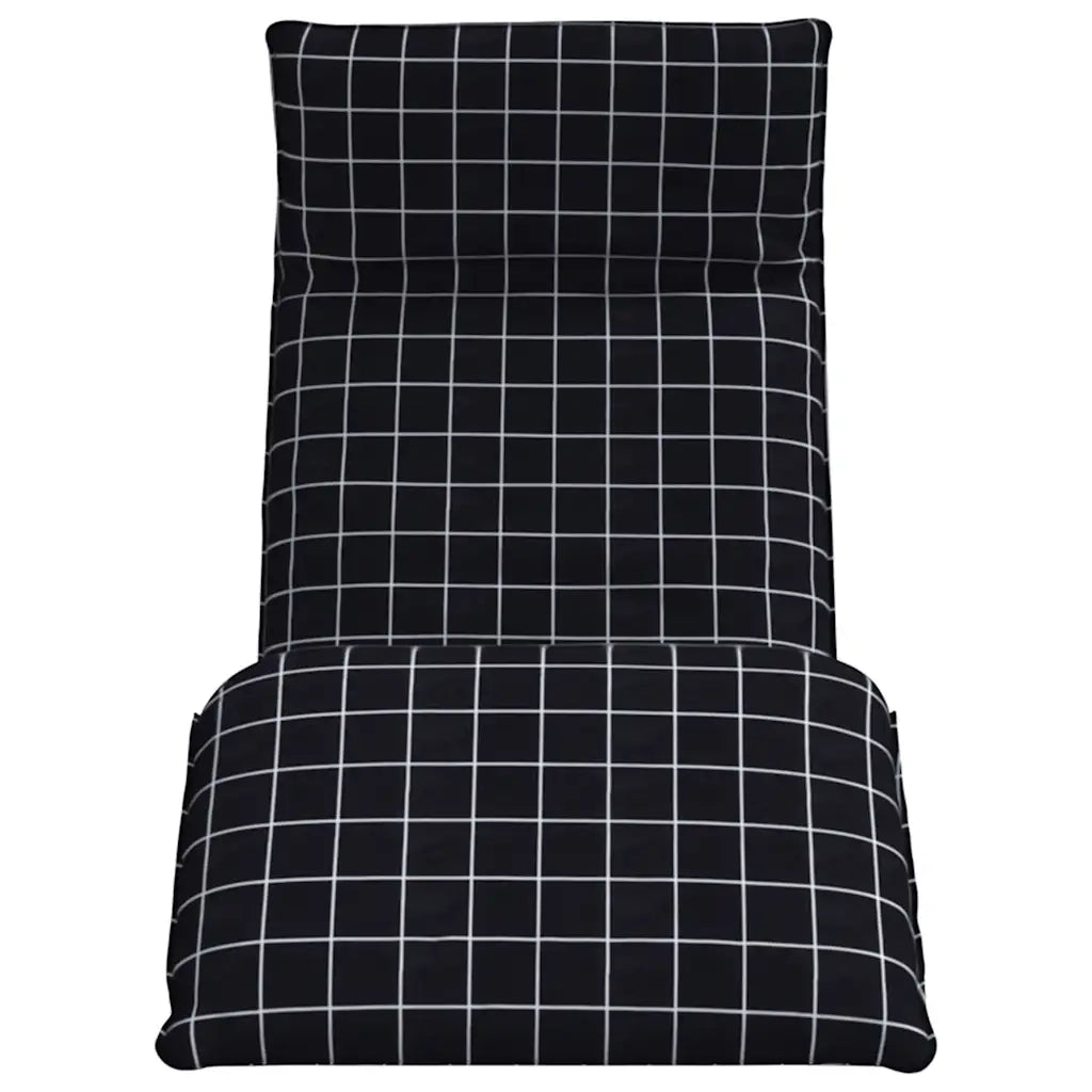 Lettino Pieghevole Quadri Neri 175x54x8,5 cm in Tessuto Oxford 4019762