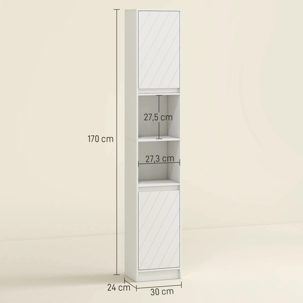 Colonna bagno con 2 ante e 2 ripiani aperti ¨C zephmum ¨C bianco 30x24x170 cm
