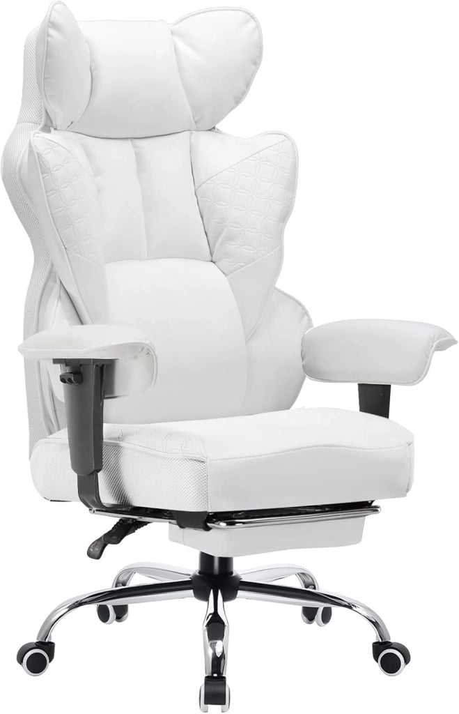 Sedia da ufficio 150 kg, Sedia da gioco, Sedia da gioco ergonomica con seduta ampia Sedia a schienale alto in pelle braccioli regolabili supporto lombare a molle insacchettate