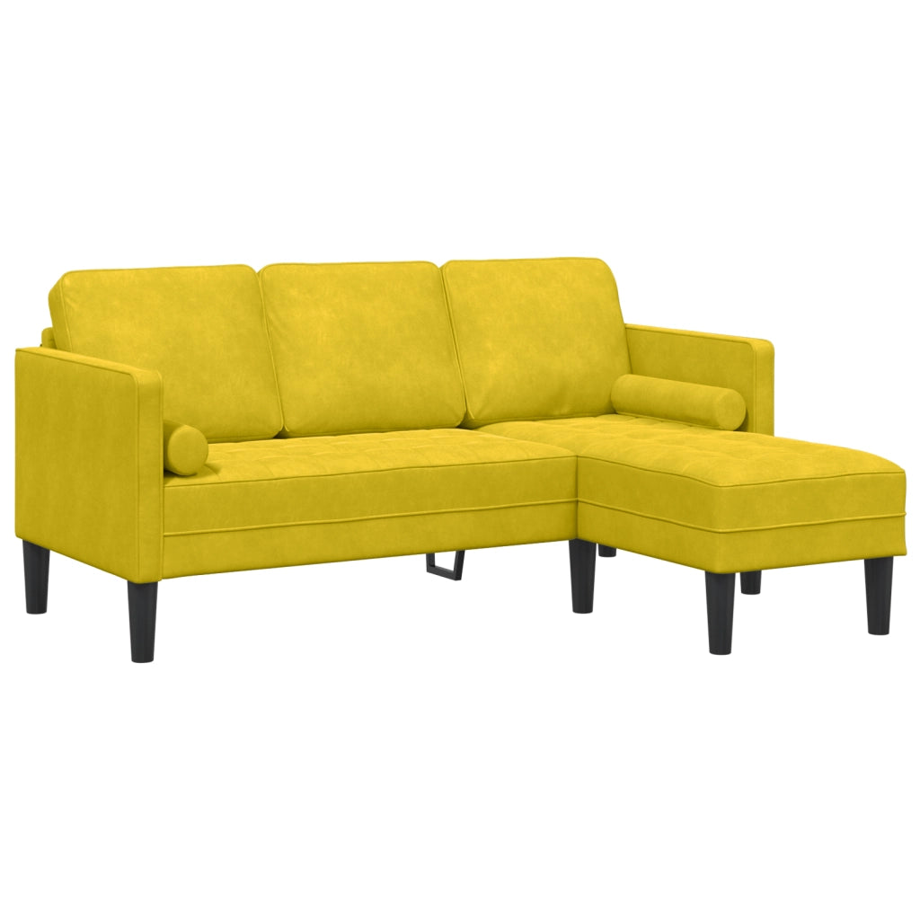 Divano a forma di L Giallo 173x131x67 cm in velluto