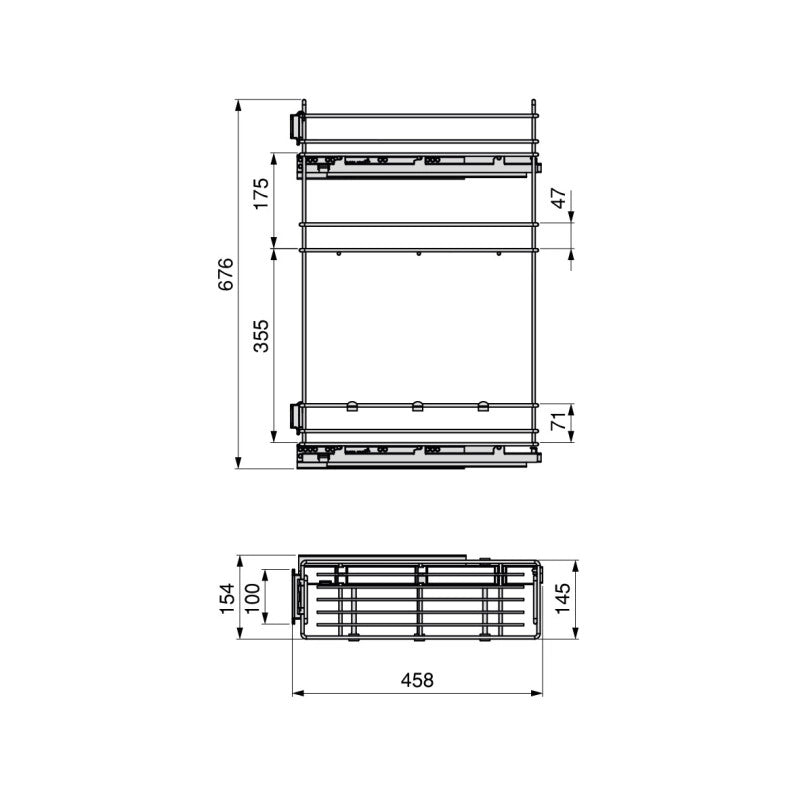 SupraMax Portabottiglie laterale estraibile SupraMax con chiusura soft, modulo 150 mm, Acciaio, Cromato