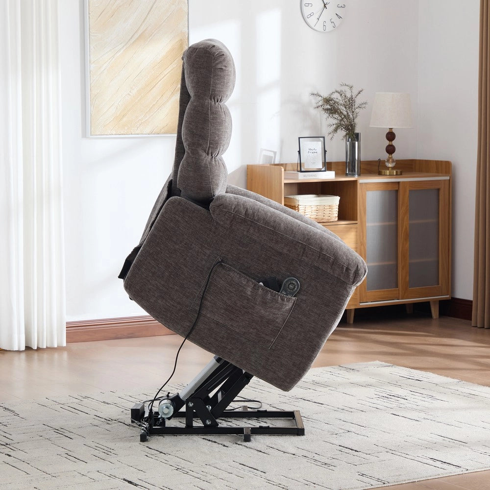 Poltrona Relax Elettrica Alzapersona Massaggiante con Poggiapiedi ¨C MINIMAL ¨C Grigio