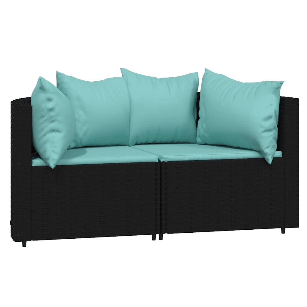 Set Divani da Giardino 3 pz con Cuscini Nero in Polyrattan 319807
