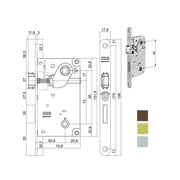 Serratura Inf.Legno Centro E50 Bagno Br 1005 Agb