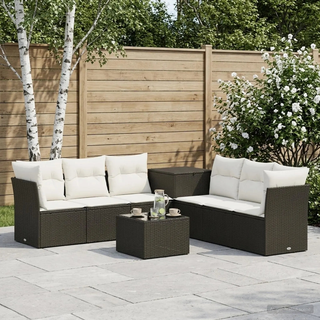 Set di divani 8 pz Nero e Bianco Crema 3448261