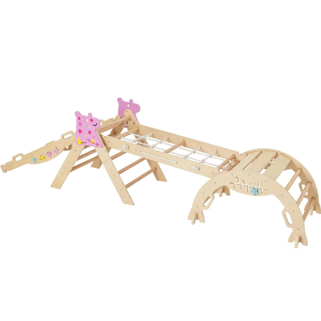 Set da arrampicata pieghevole 281 x 91 x 58 cm 8 attività sicure moderno legno naturale 20_0018271