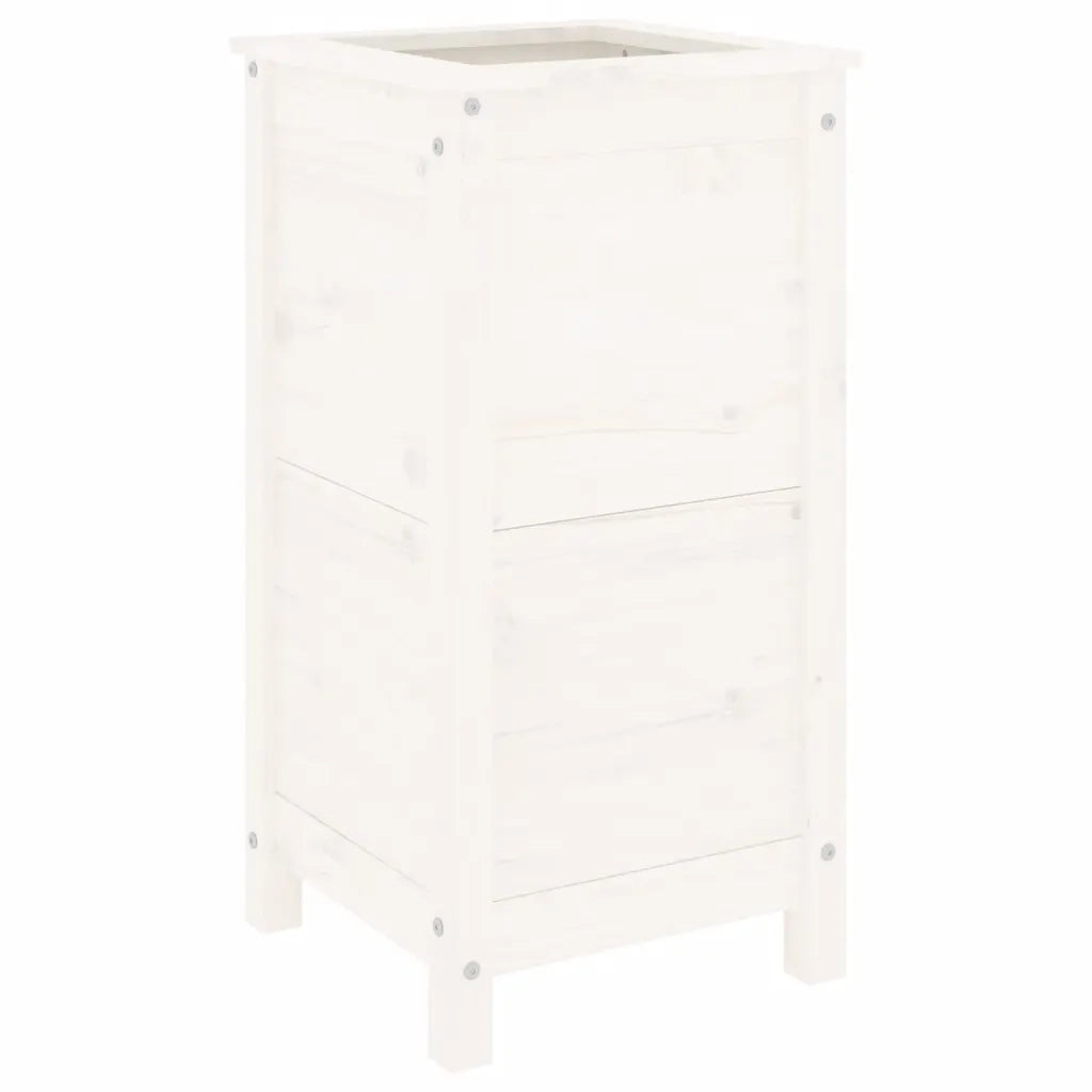 Fioriera da Giardino Bianca 40x40x78 cm Legno Massello di Pinocod mxl 127836