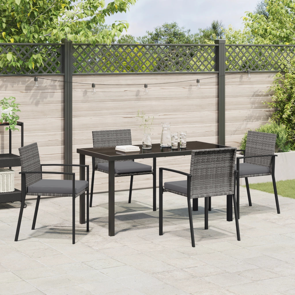 Set di Sedie da Pranzo Giardino Grigio Polyrattan