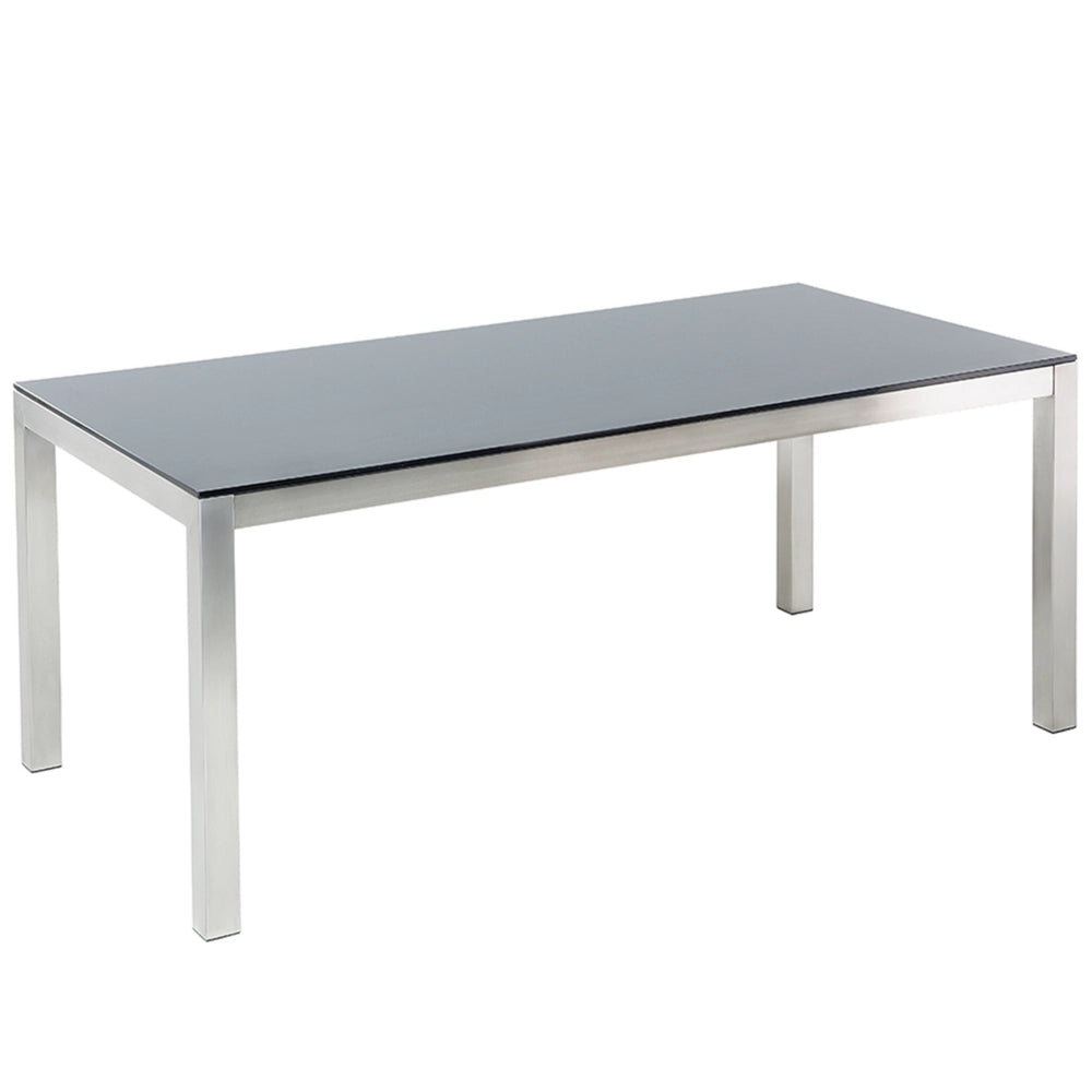 Tavolo da giardino Piano tavolo in vetro Nero 180 x 90 cm Struttura in acciaio a 6 posti