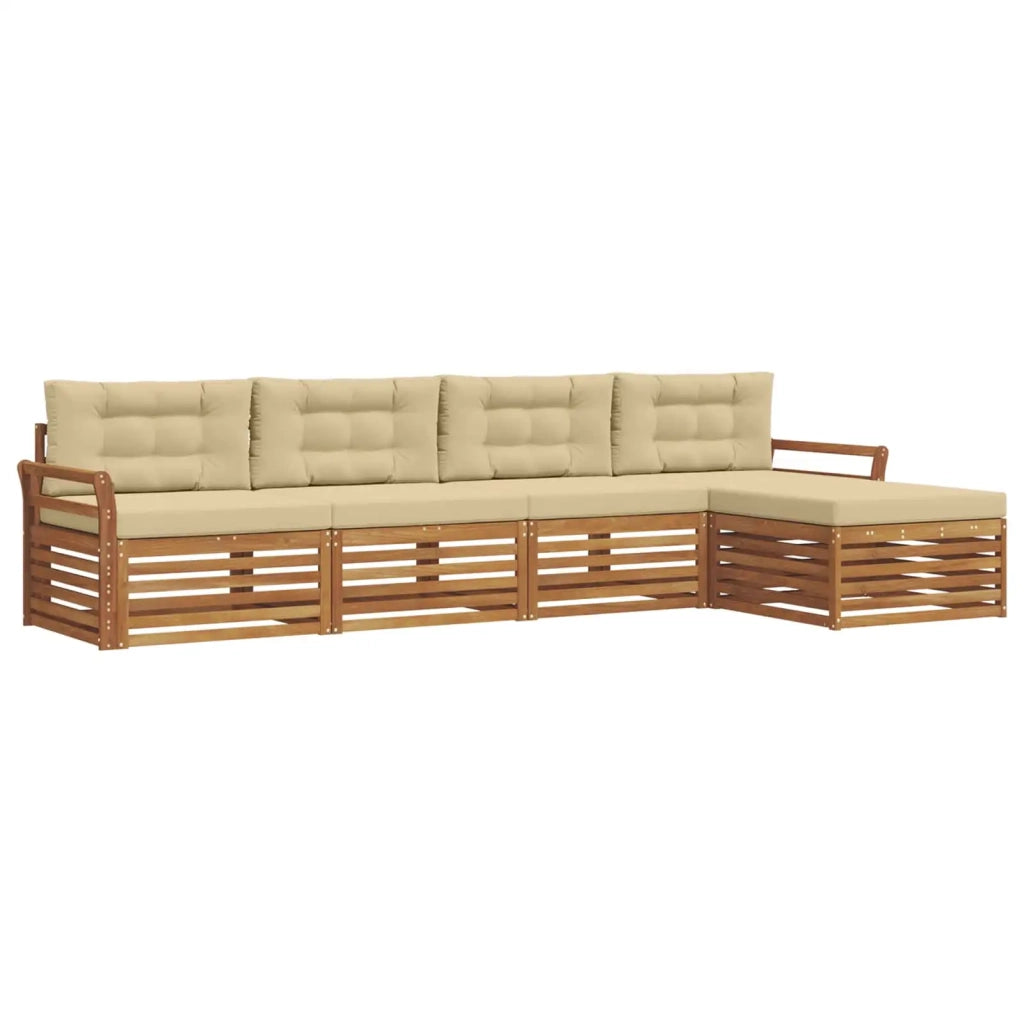 Set di divani da esterno con cuscino 5 pcs Naturale e Beige