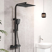Colonna doccia con rubinetteria rettangolare 280x40mm, walkin doccia soffione a pioggia 30x30cm nero