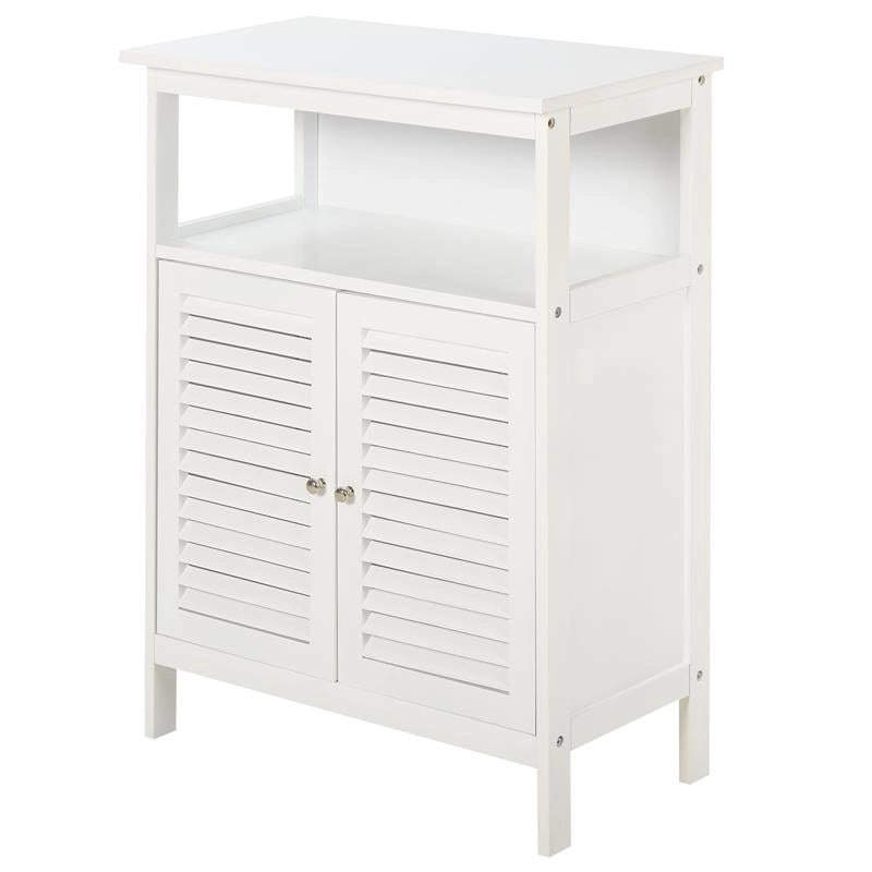 MOBILETTO DA BAGNO IMPERMEABILE CON 2 RIPIANI E ARMADIETTO MDF BIANCO