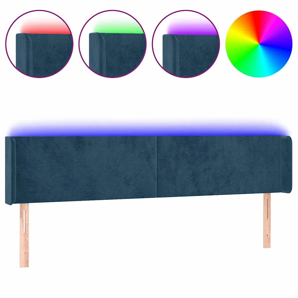 Testiera a LED-Testata con LED Blu Scuro 183x16x78/88 cm in Velluto 212201