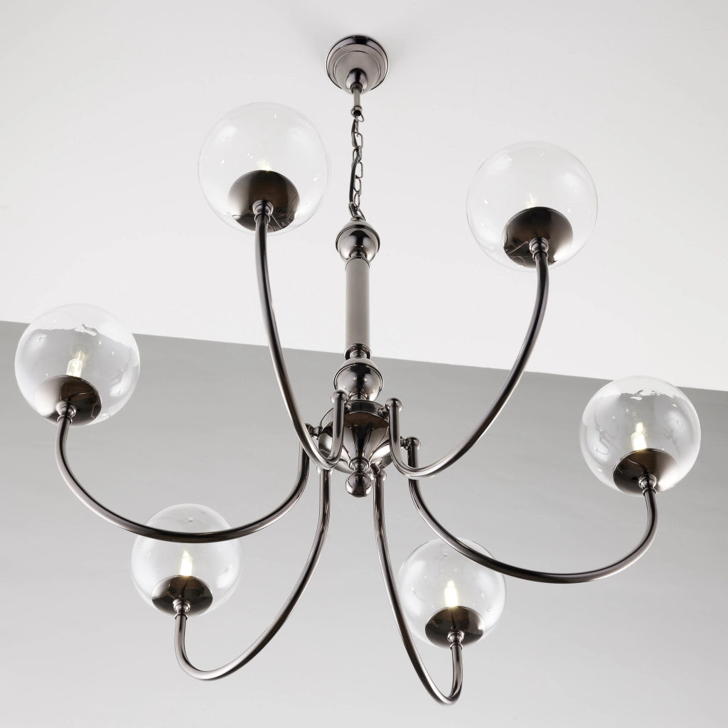 Lampadario moderno cromo 6 sfere vetro G9 Jupiter Brillante