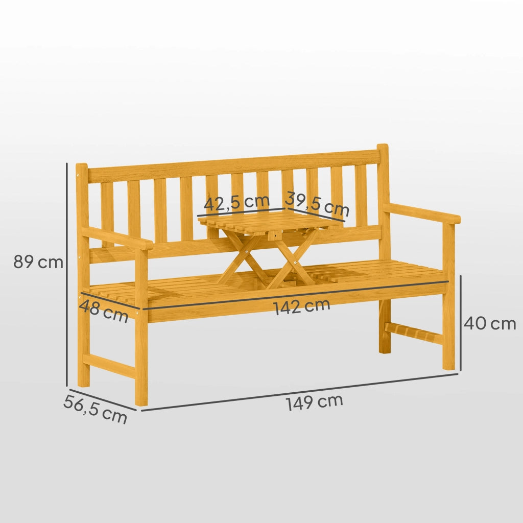 Panchina da Giardino 2 Posti in Legno Teak con Schienale e Braccioli ¨C Zephmum ¨C 149x56.5x89cm