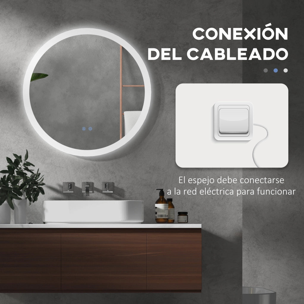 Specchio da Bagno con Luci LED Antivaho 70x70cm ¨C zephmum ¨C Bianco