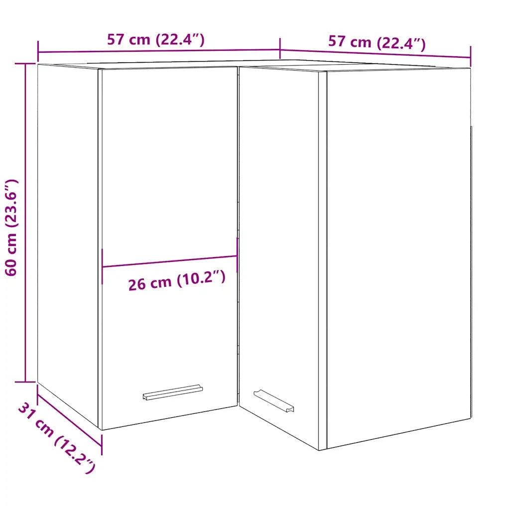 Mobile Pensile Angolo Â“LyonÂ” Legno Vecchio 57x57x60