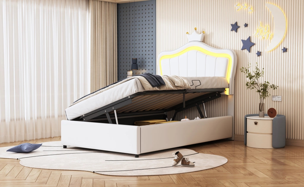 letto imbottito ecopelle bianco 90 x 200 cm