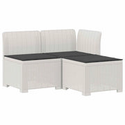 Divano da giardino 3 posti con cuscini in look rattan PP Bianco 8011897