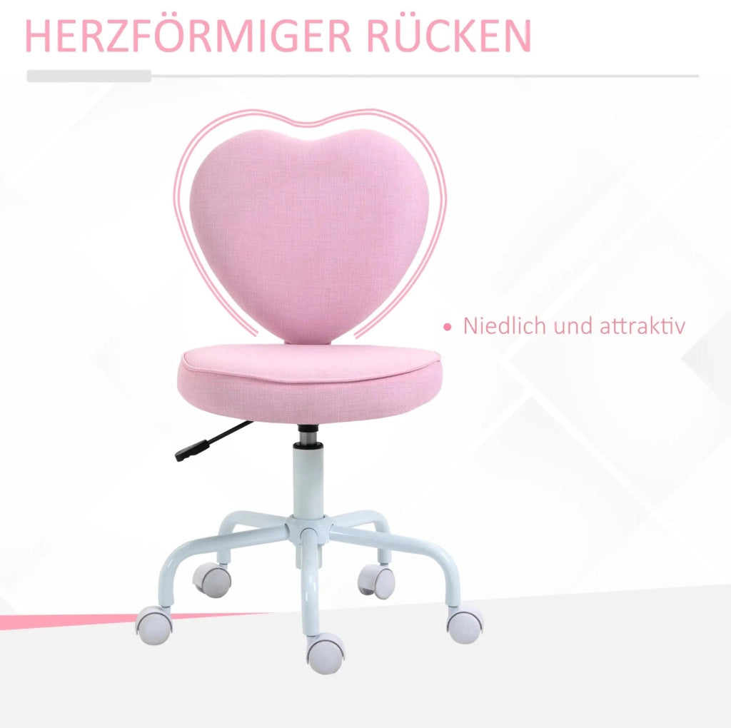 Sedia da ufficio rosa con schienale a cuore regolabile