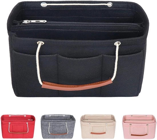 Organizzatore di Borse in Feltro per Tasche Speedy 30-40, Organizzatore per Borse a Maniglione con Maniglione e Cerniera (Dimensione X-Large, Nero)
