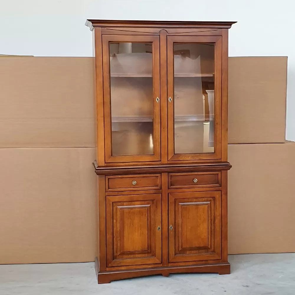 Cristalliera classica 2 porte legno noce bassano 117x46x220 - Mobili 2G