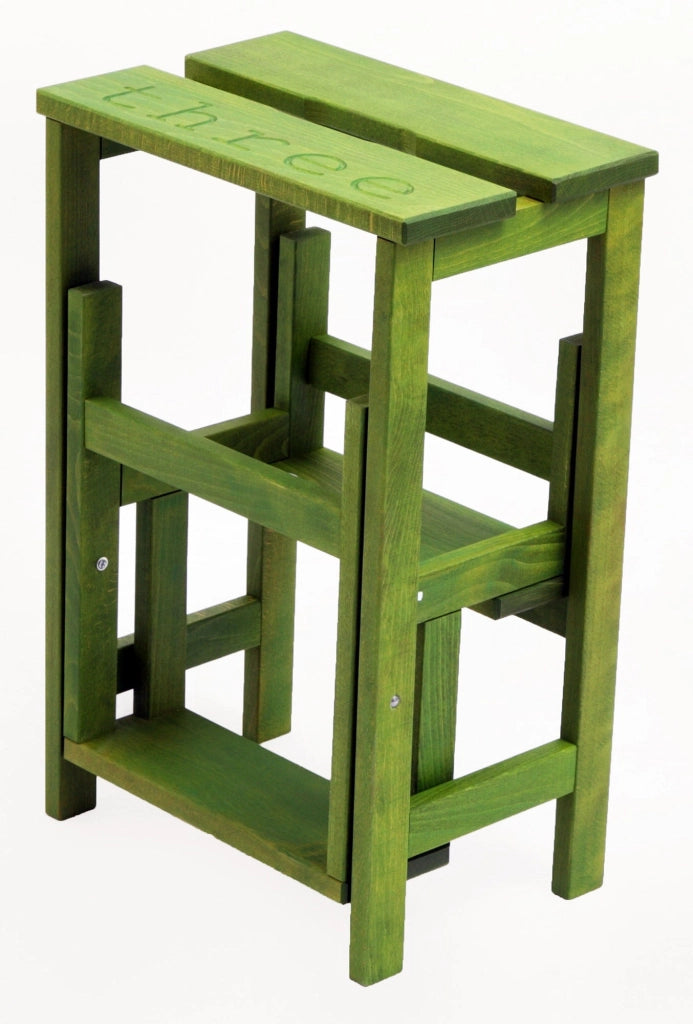Sgabello Scaletta 60x40x46 cm in Legno Verde Oliva