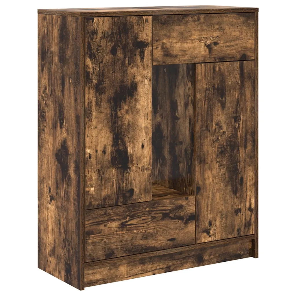 Credenza con Cassetti e Ante Rovere Fumo 73x31x90 cm