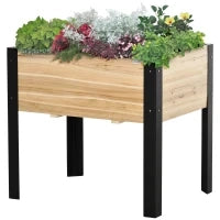 Letto per Orto Rialzato, Fioriera Rialzata, Foro di Drenaggio Incluso, in Metallo e Legno di Abete, Nero
