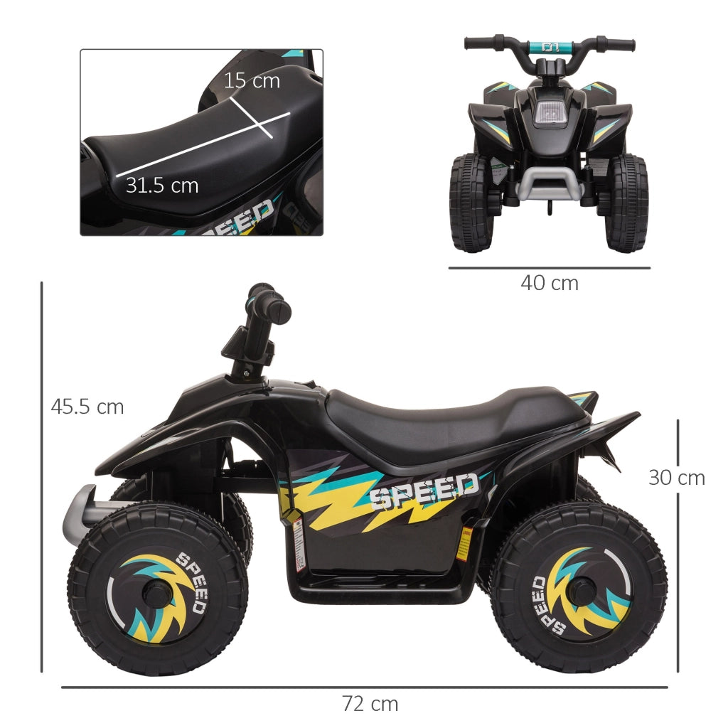 EasyComfort Quad Elettrico per Bambini 18-36 Mesi con Batteria Ricaricabile da 6V, 72x40x45.5 cm, Nero