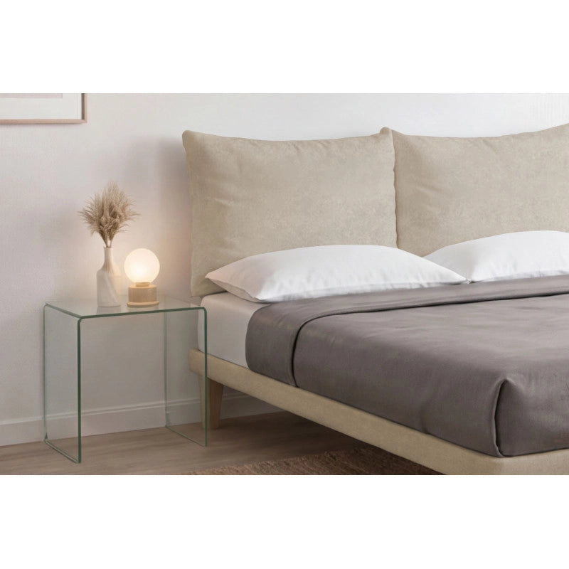 Letto imbottito Matrimoniale 180x200 cm Soft - Con rete,Microfibra,Sabbia
