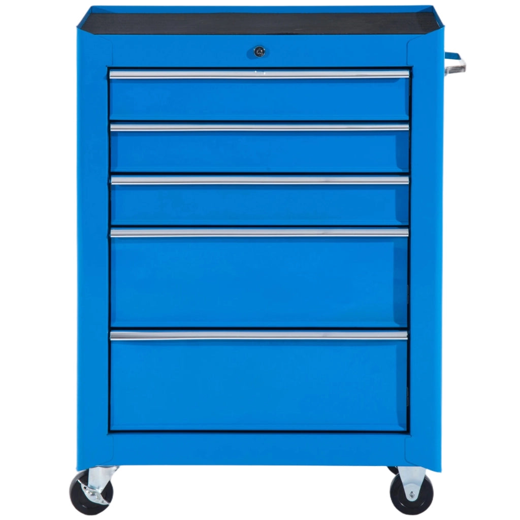 Cassettiera con 5 cassetti mobile in acciaio blu ¨C zephmum ¨C rotelle metallo