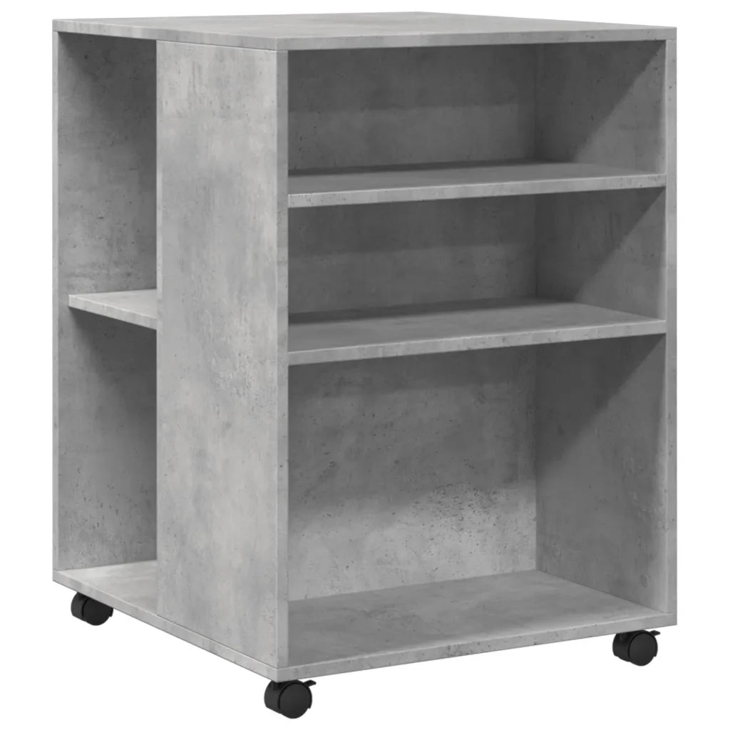 Tavolino con Ruote-Tavolino da soggiorno-Tavolo Grigio Cemento 55x60x78 cm in Truciolato