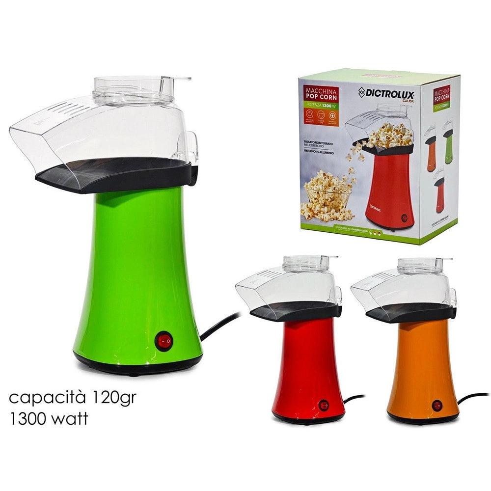 Trade Shop - Macchina Pop Corn Elettrica 1300w Dosatore Integrato Capacità 120gr Interno In Alluminio -
