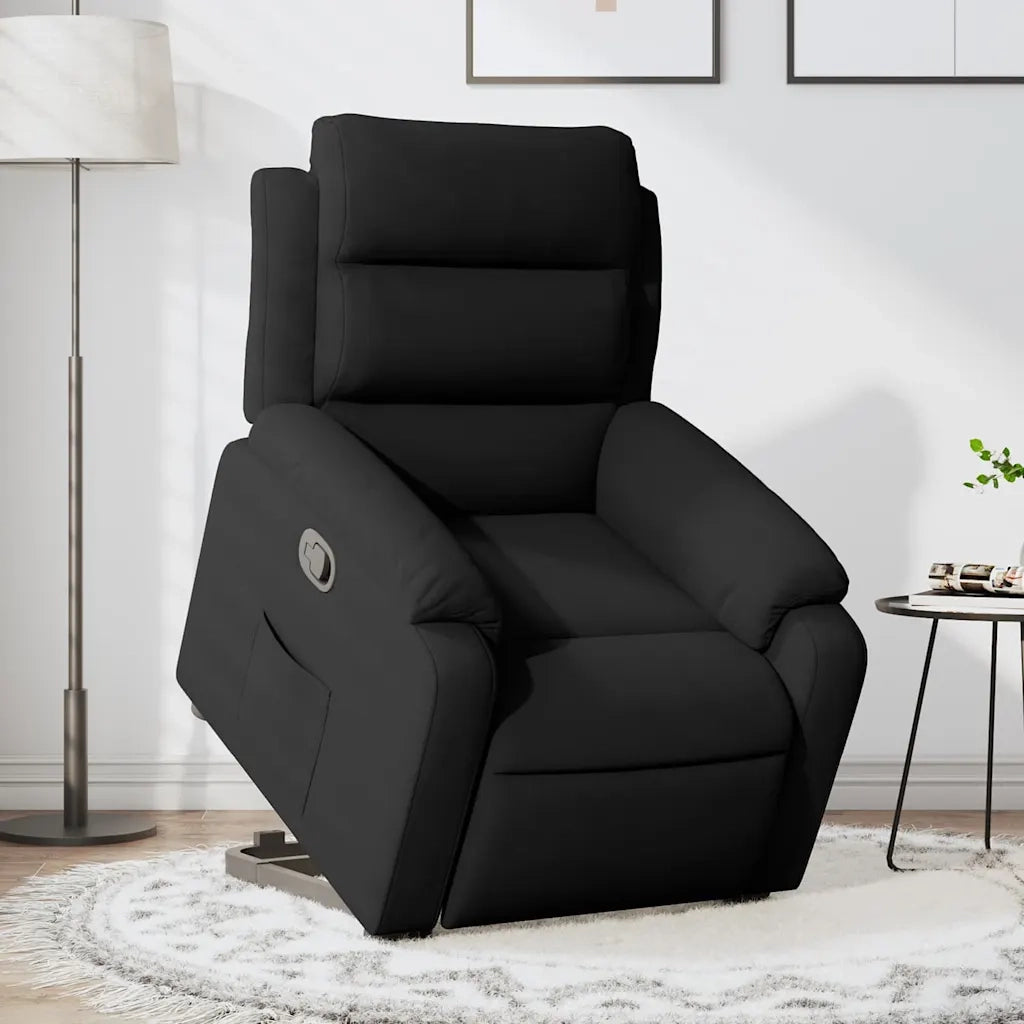 Poltrona | Sedia Relax Alzapersona Reclinabile Nera in Velluto