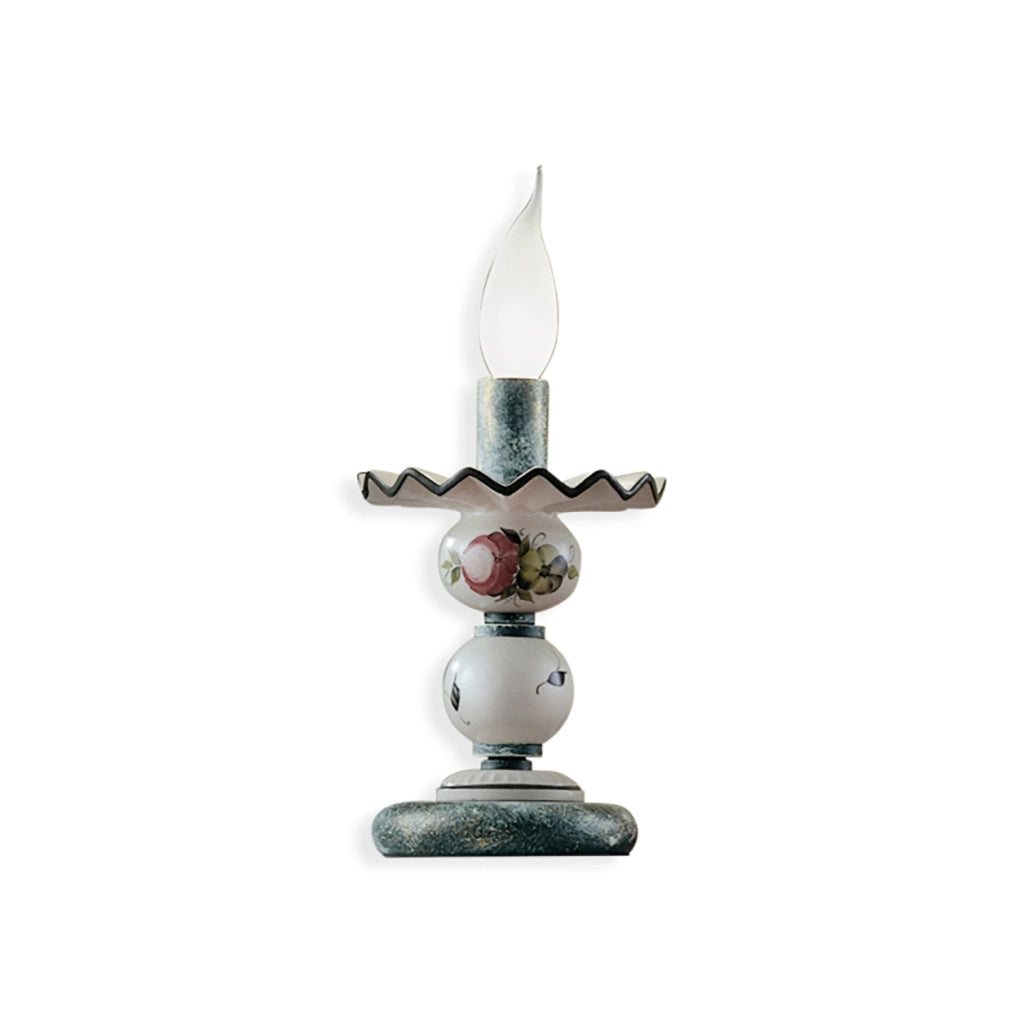 Lumetto Classico Sanremo Metallo Ceramica Verde Sfumato Oro Decorato 1 Luce E14
