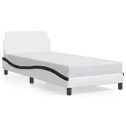 Letto singolo | Letto per adulti | Giroletto Dover Bianco e Nero 80x200 cm in Similpelle