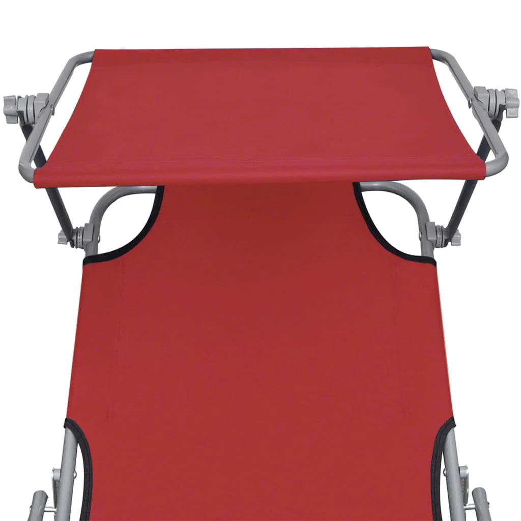 Sedia a sdraio pieghevole lettino prendisole letto da giardino mobili da giardino con baldacchino in alluminio rosso 02_0012832