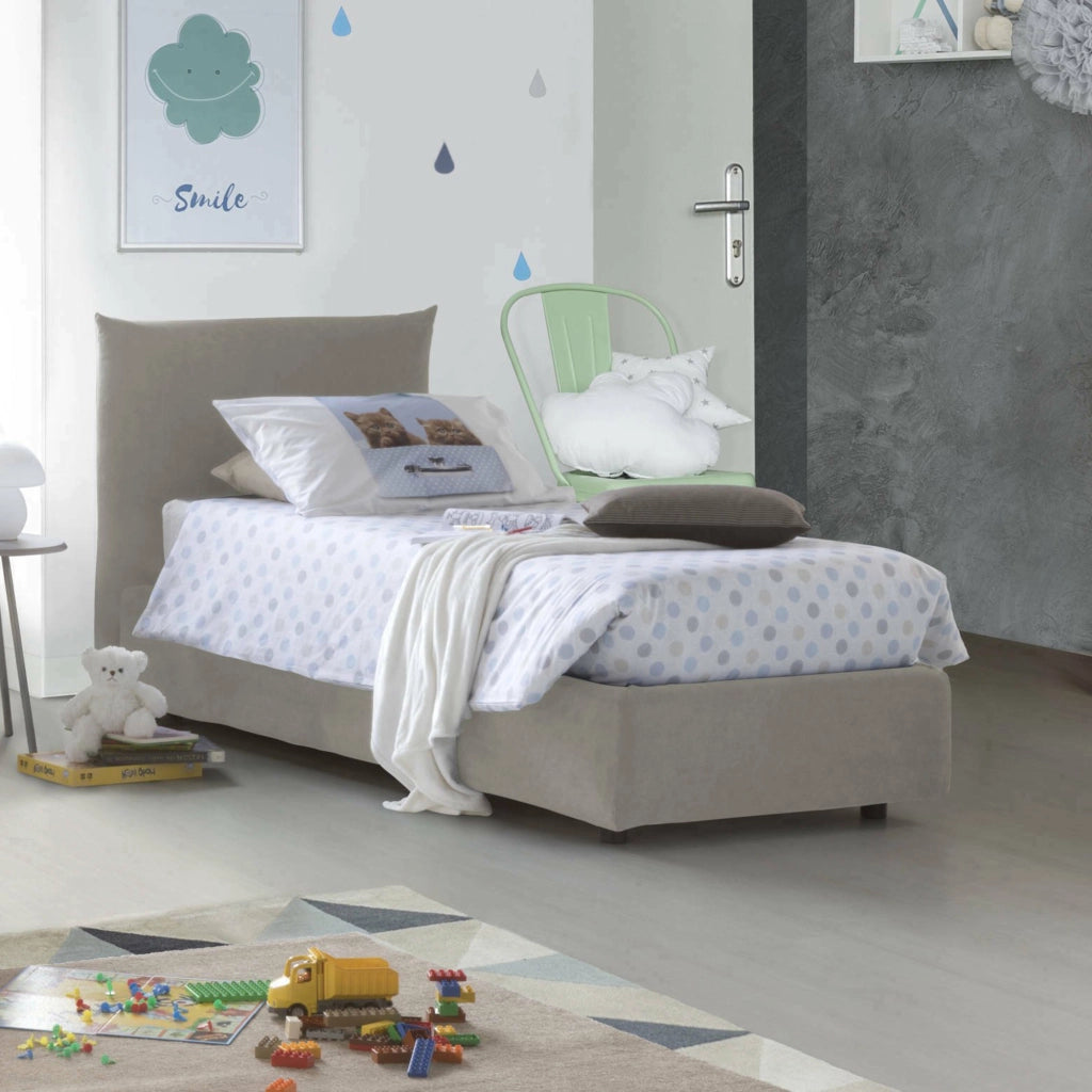 Astianatte, Letto Singolo Materasso Incluso Made in Italy, Beige