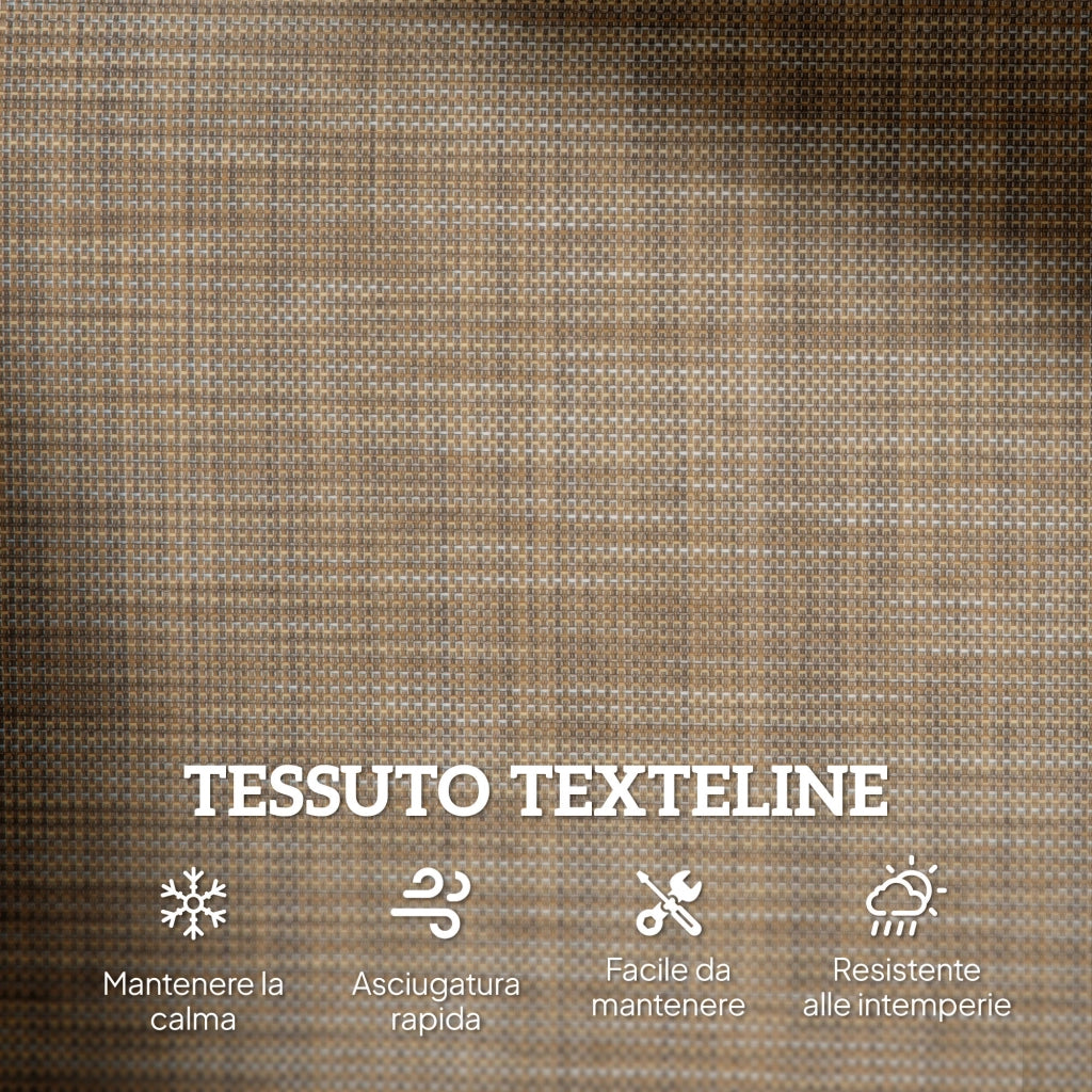 Panchina a Dondolo 2 Posti da Giardino in Metallo e Tessuto a Rete, 120x70x85 cm, Marrone Chiaro