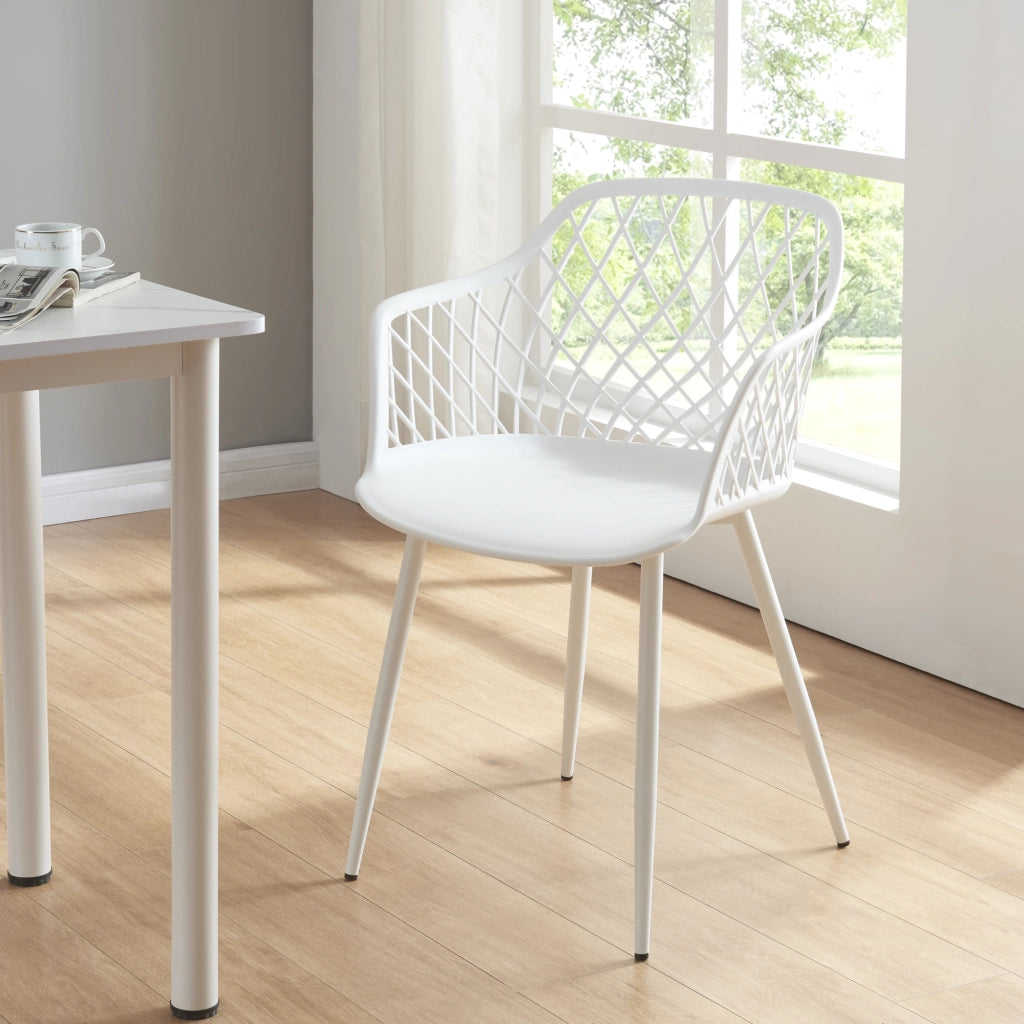 Set Kangasniemi di 2 Sedie da Sala Schienale a Rete - Bianco [en.casa]