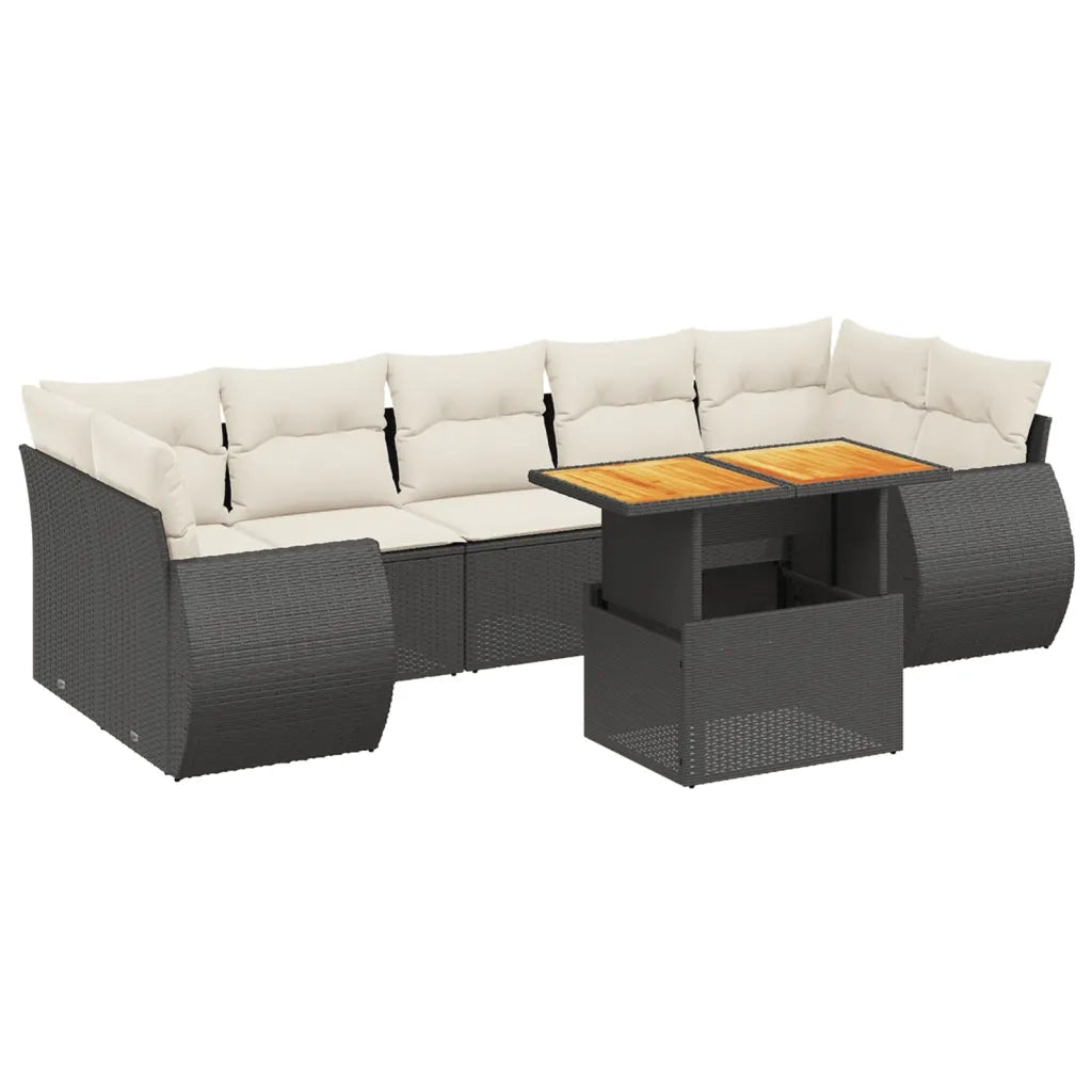 Set Divani da Giardino con Cuscini 8 pz Nero in Polyrattan 3272106