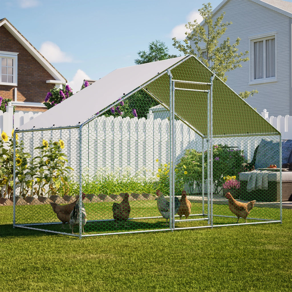 GABBIA PER GALLINE 3 x 1,5 x 2 m in acciaio zincato grigio
