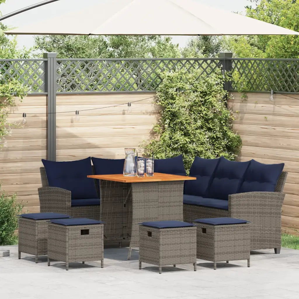 Set Divani da Giardino 6 pz con Cuscini a Forma di L Polyrattan 3213544