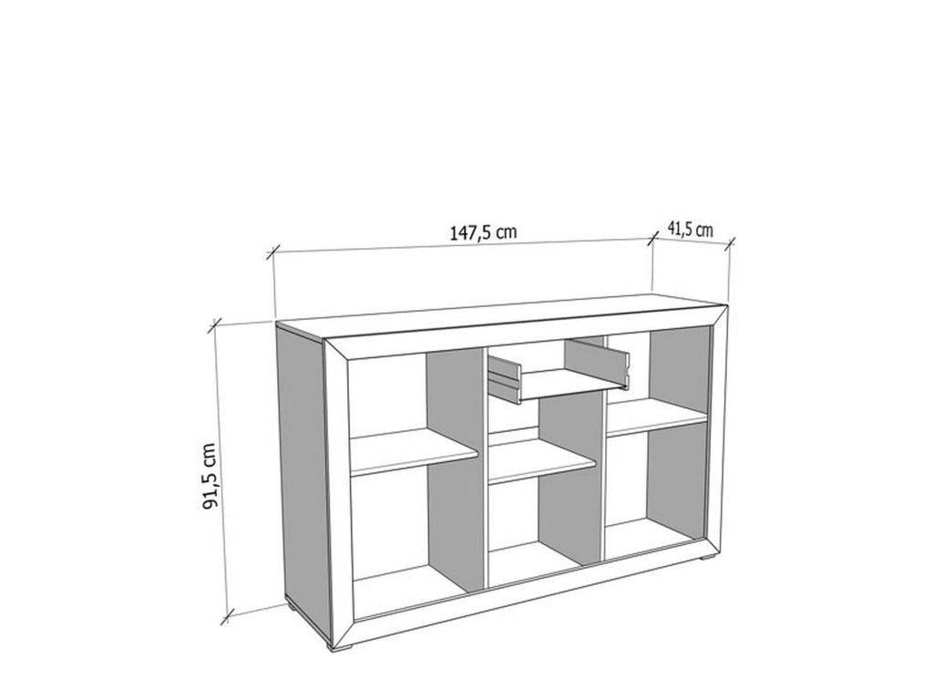 Sillaro, Mobile Porta tv 2 Ripiani, 147.5x41.5x53.5h cm Bianco Crema