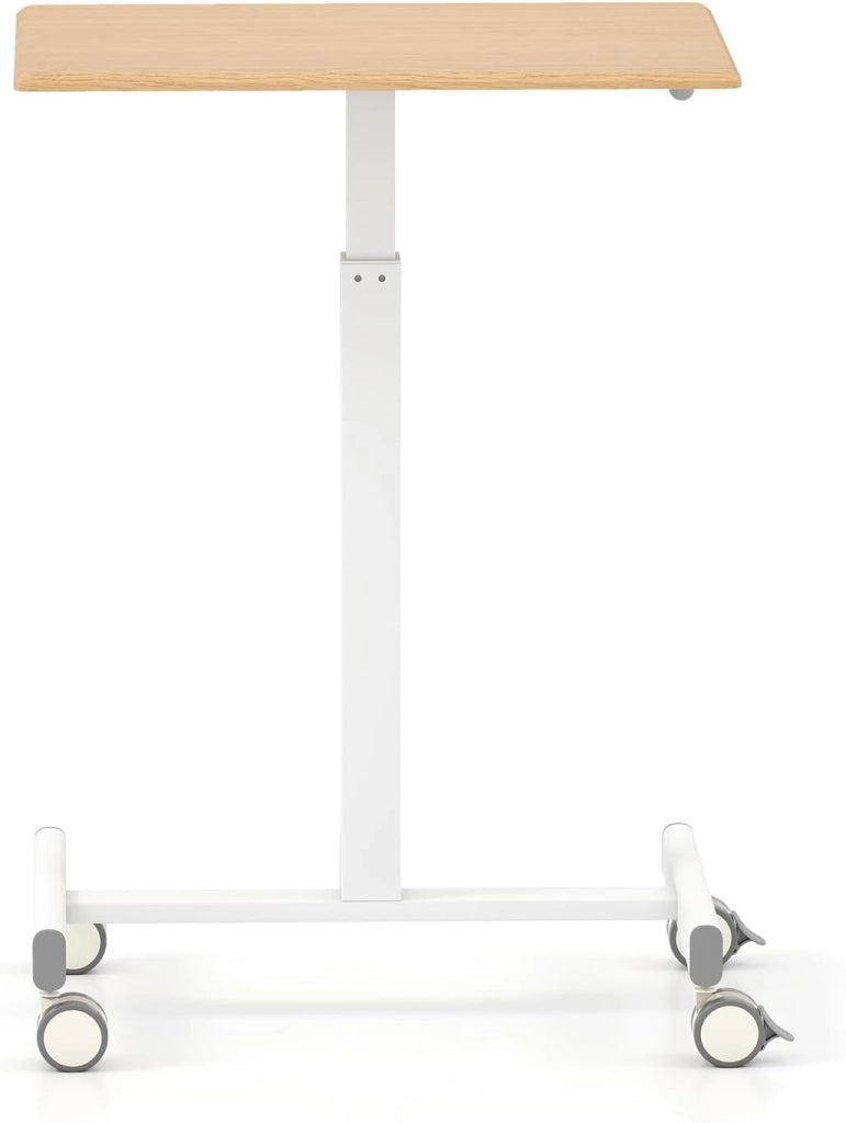 Tavolino con ruote, altezza regolabile 74,5 – 108,5 cm, tavolo per computer portatile, scrivania mobile, mobile per soggiorno, camera da letto