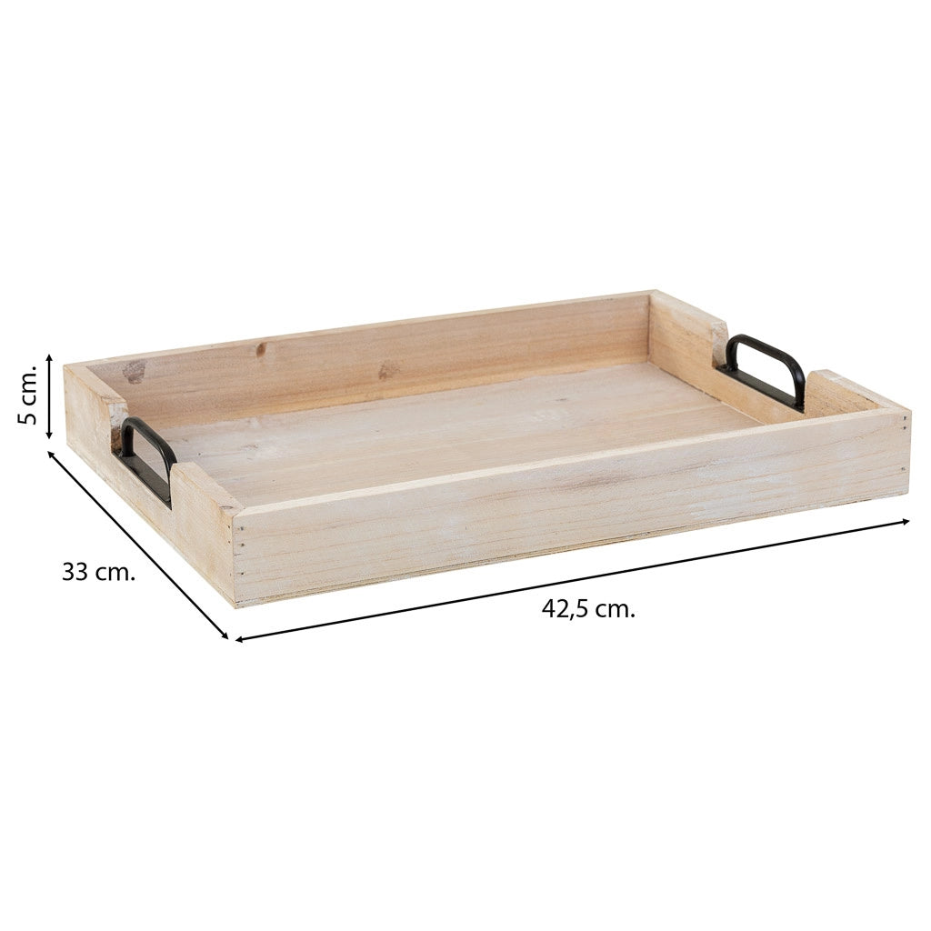 Vassoio in legno bianco 42,5x33x5h