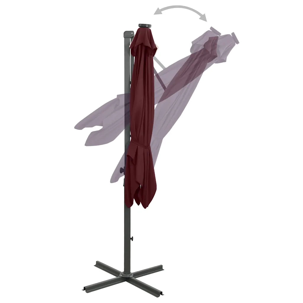 Ombrello | Parasolne a Sbalzo con Palo e Luci a LED Bordeaux 250 cm