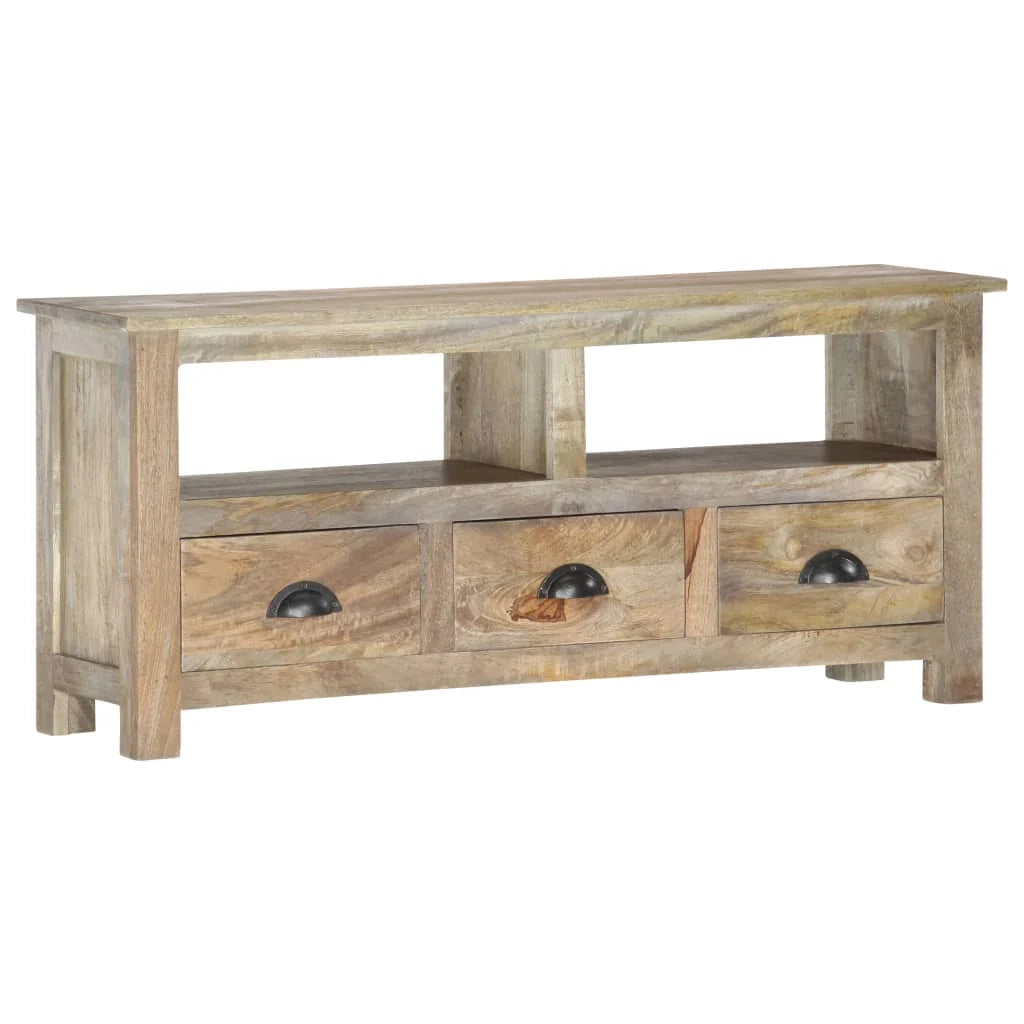Mobile TV multimediale scaffale per televisione televisore buffet sala da pranzo soggiorno camera da letto 110 x 30 x 50 cm legno massello di mango grigio 02_0025748