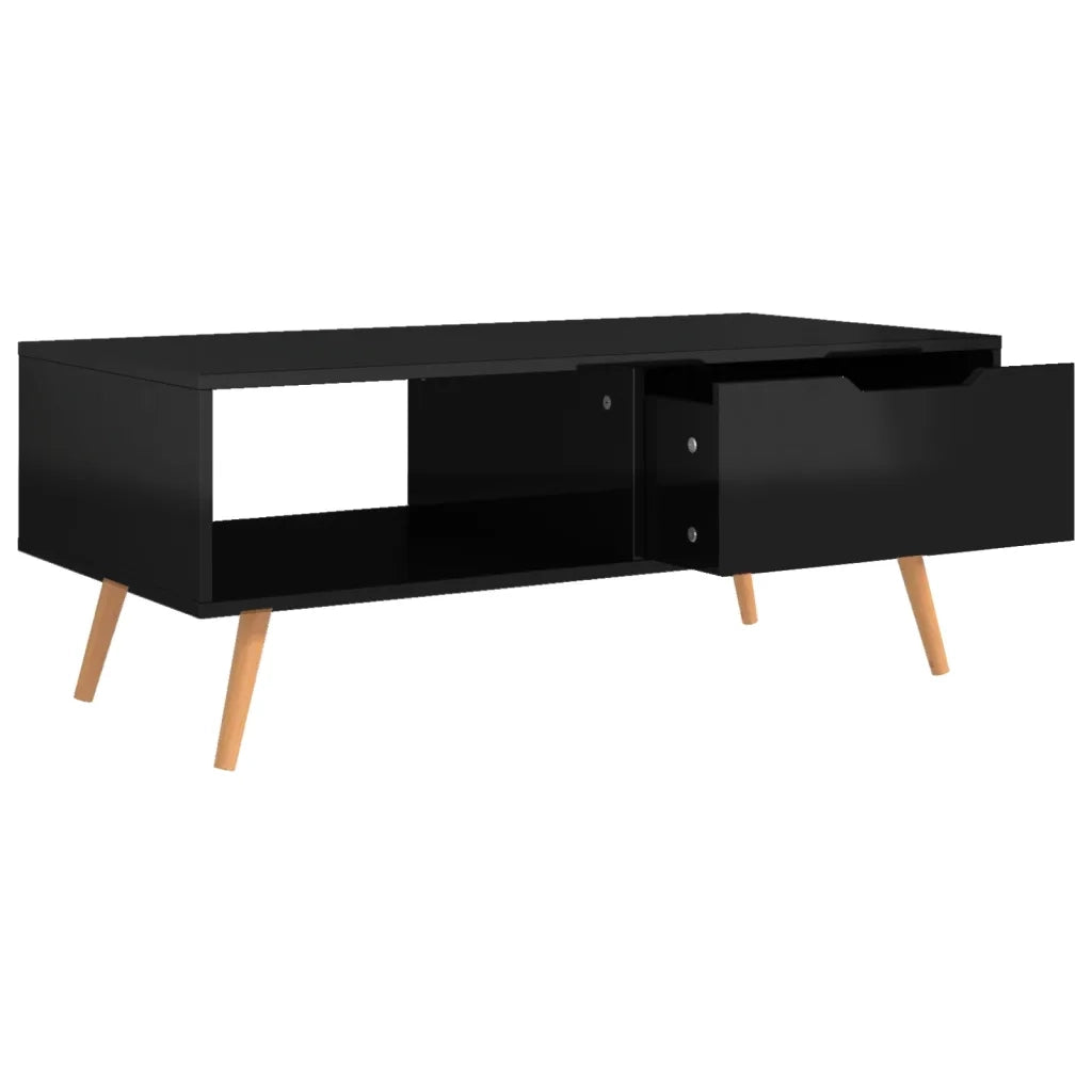 Tavolino Salotto Nero Lucido 100x49,5x43 cm Legno Multistrato 326793